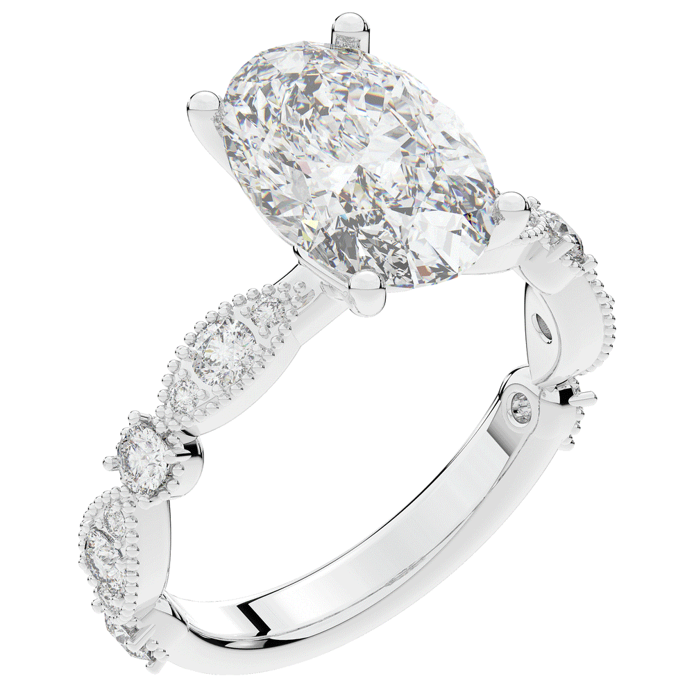 3.50CT.TW OVAL LAB DIAMOND SOLITAIRE ENGAGEMENT RING - Nazarelle