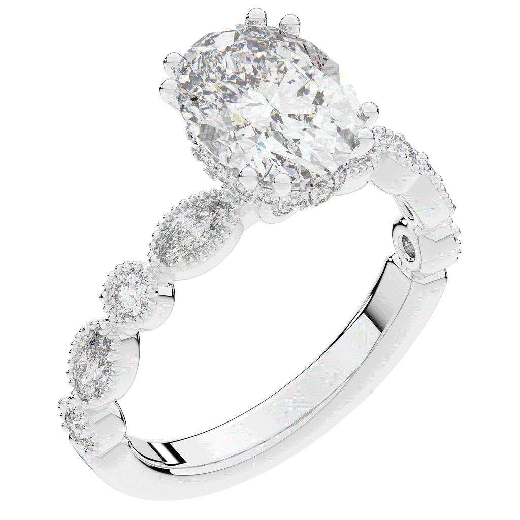 3.60CT.TW OVAL LAB DIAMOND SOLITAIRE ENGAGEMENT RING - Nazarelle