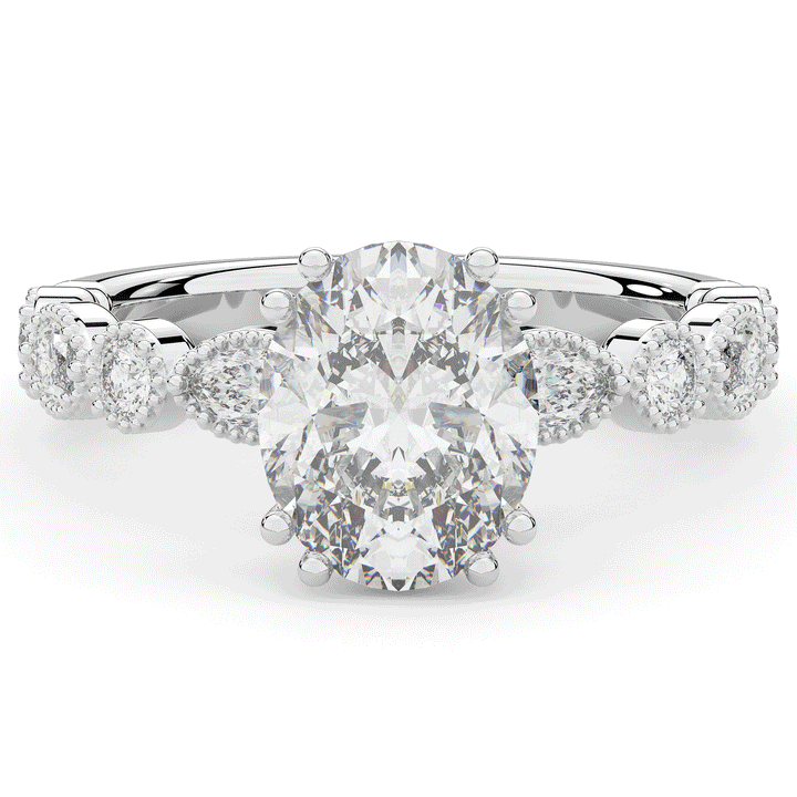 3.60CT.TW OVAL LAB DIAMOND SOLITAIRE ENGAGEMENT RING - Nazarelle