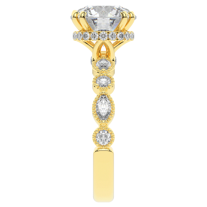 3.60CT.TW ROUND LAB DIAMOND SOLITAIRE ENGAGEMENT RING - Nazarelle