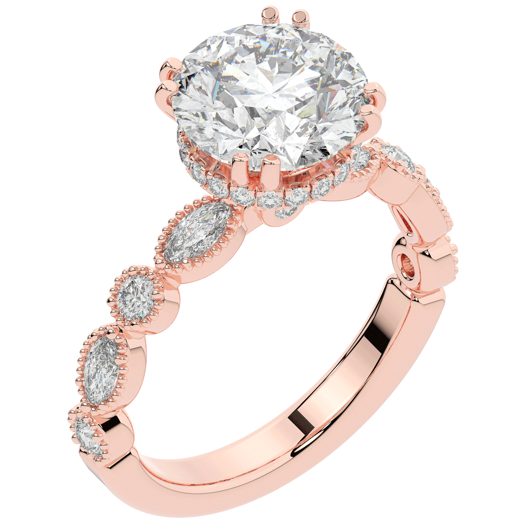 3.60CT.TW ROUND LAB DIAMOND SOLITAIRE ENGAGEMENT RING - Nazarelle