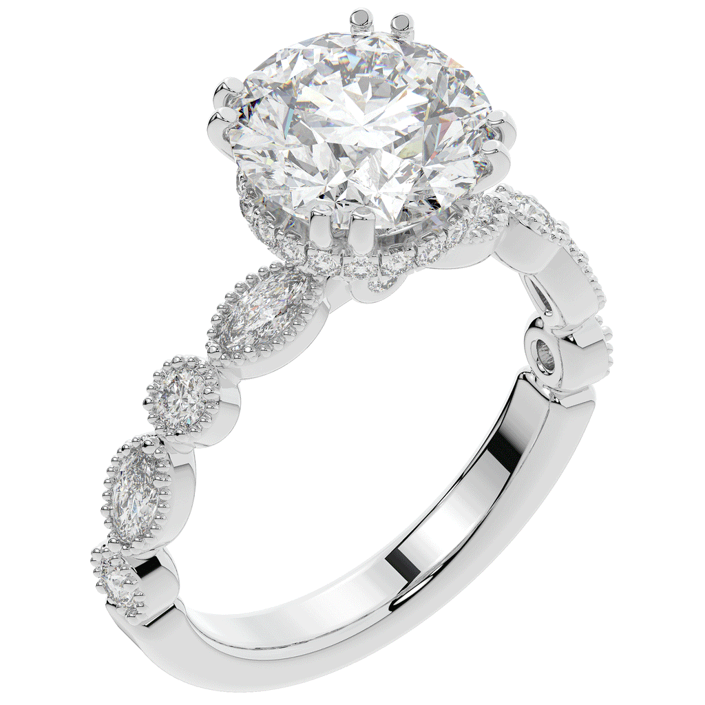 3.60CT.TW ROUND LAB DIAMOND SOLITAIRE ENGAGEMENT RING - Nazarelle