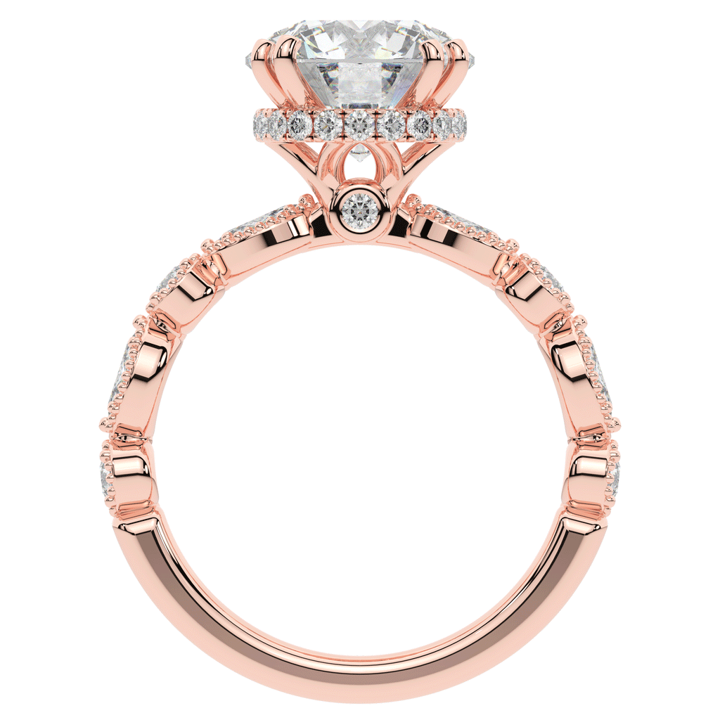 3.60CT.TW ROUND LAB DIAMOND SOLITAIRE ENGAGEMENT RING - Nazarelle