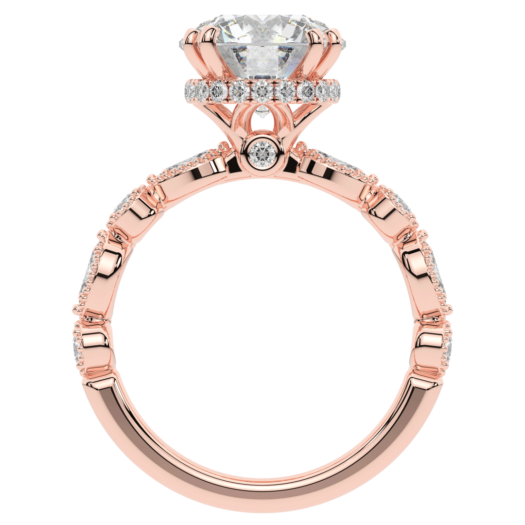 3.60CT.TW ROUND LAB DIAMOND SOLITAIRE ENGAGEMENT RING - Nazarelle