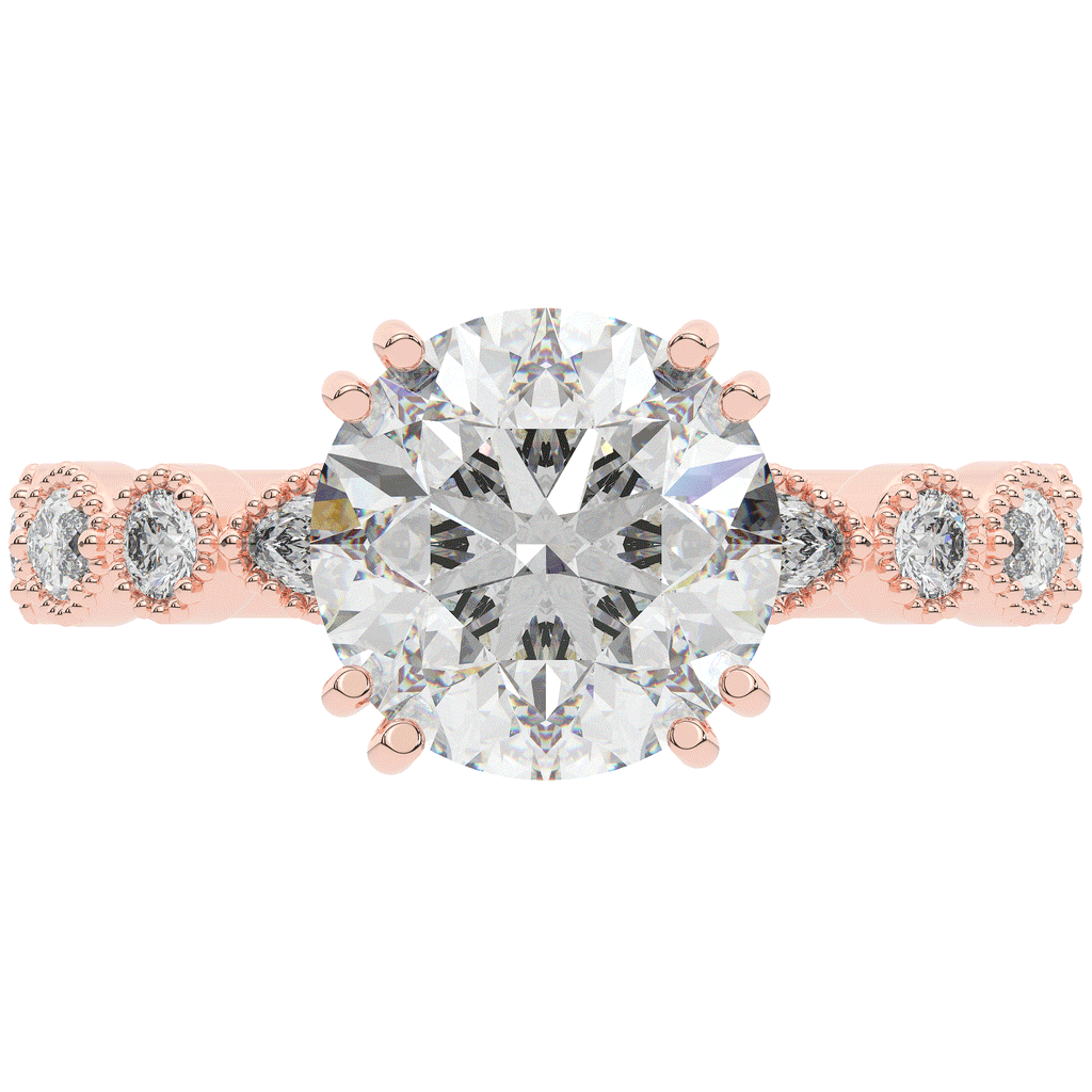 3.60CT.TW ROUND LAB DIAMOND SOLITAIRE ENGAGEMENT RING - Nazarelle