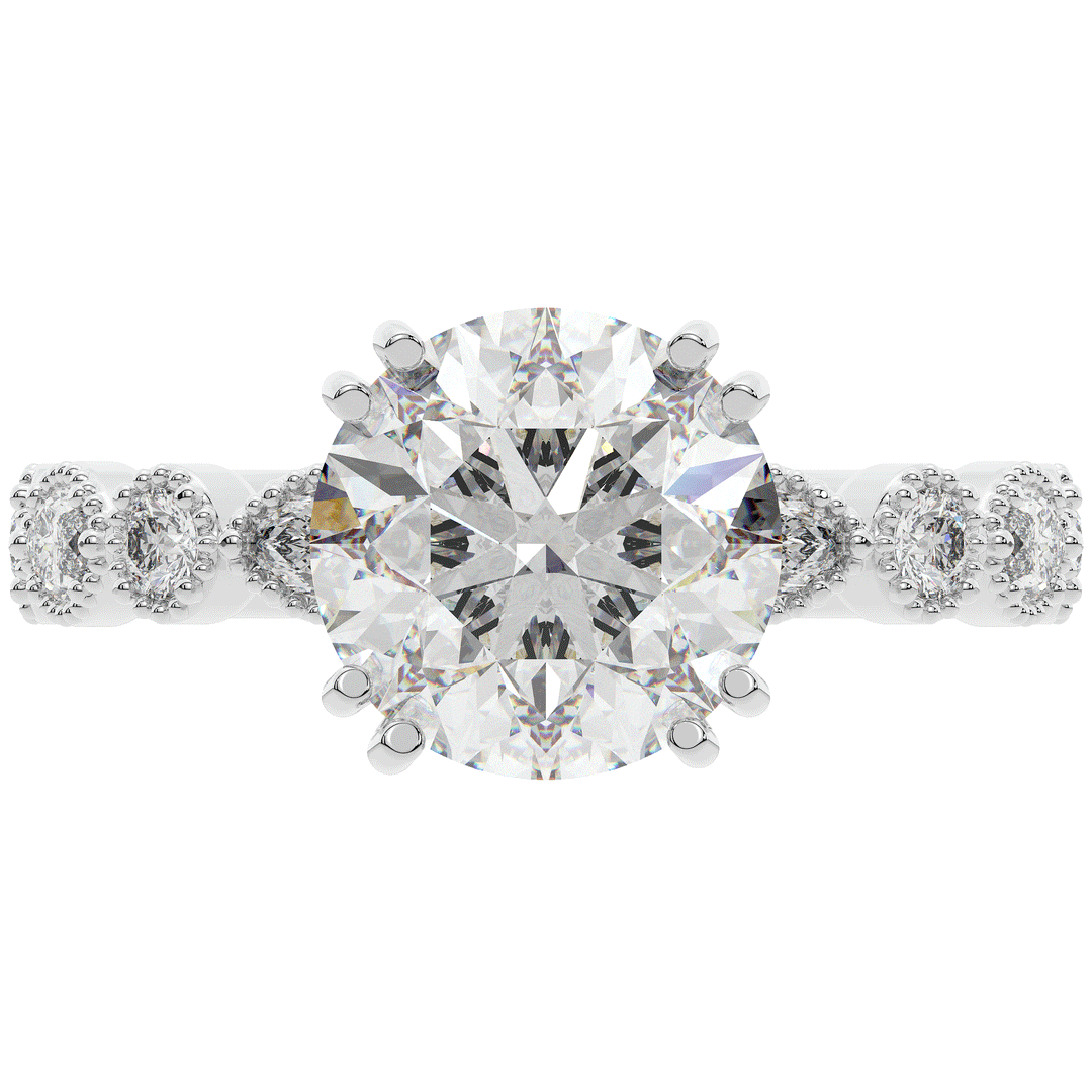 3.60CT.TW ROUND LAB DIAMOND SOLITAIRE ENGAGEMENT RING - Nazarelle