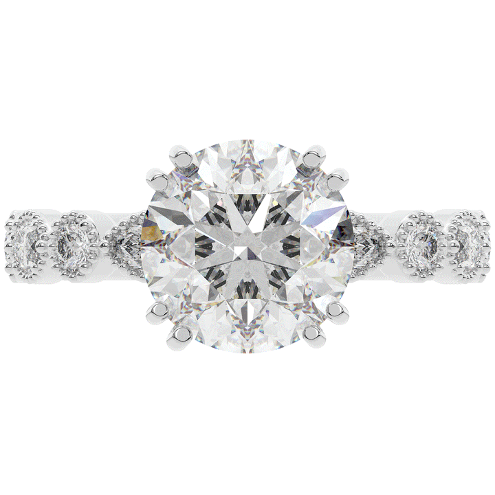 3.60CT.TW ROUND LAB DIAMOND SOLITAIRE ENGAGEMENT RING - Nazarelle