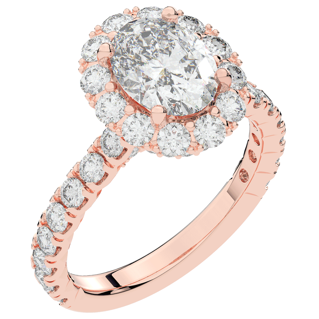 3.40CT.TW OVAL LAB DIAMOND HALO ENGAGEMENT RING - Nazarelle