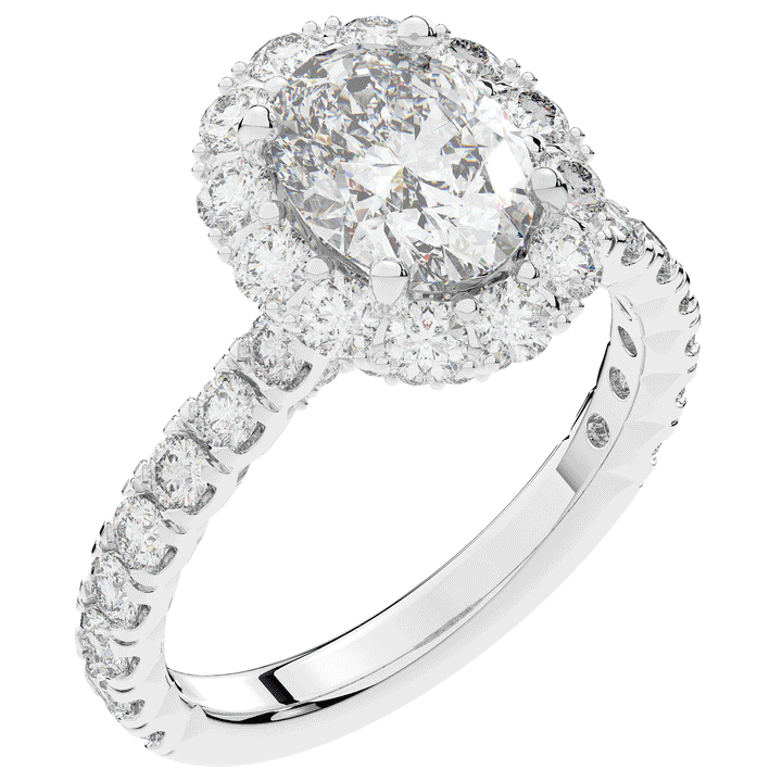 3.40CT.TW OVAL LAB DIAMOND HALO ENGAGEMENT RING - Nazarelle