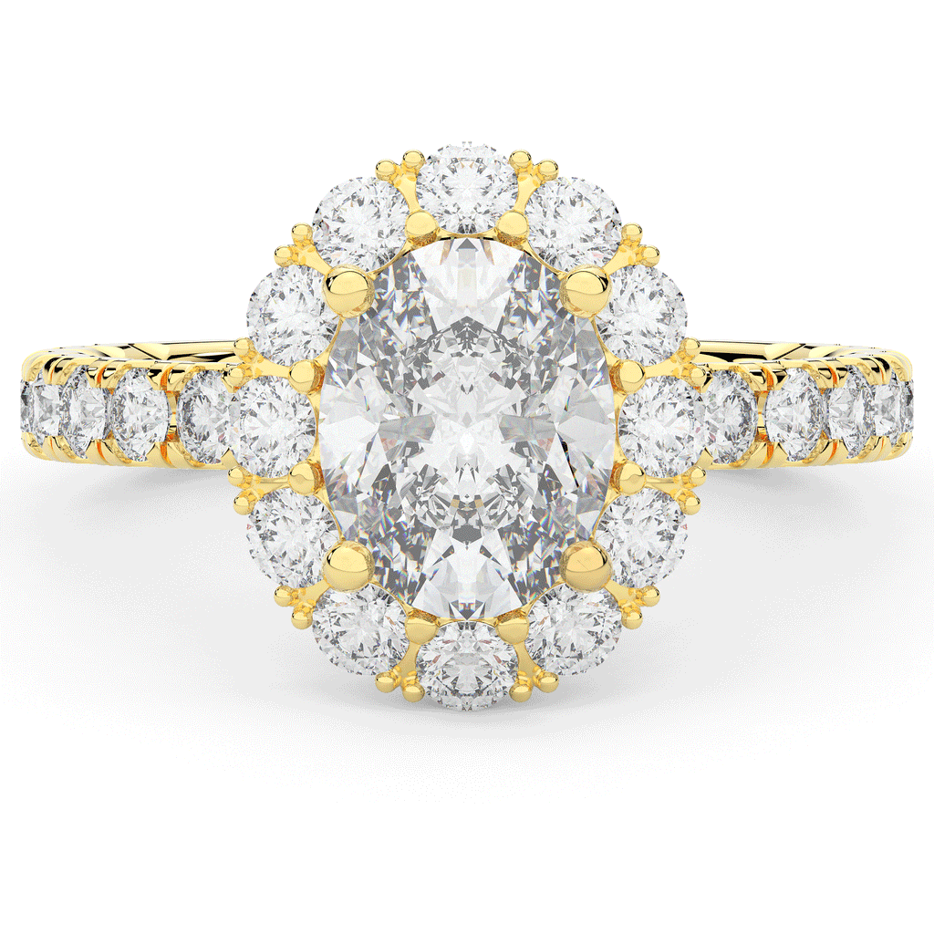 3.40CT.TW OVAL LAB DIAMOND HALO ENGAGEMENT RING - Nazarelle