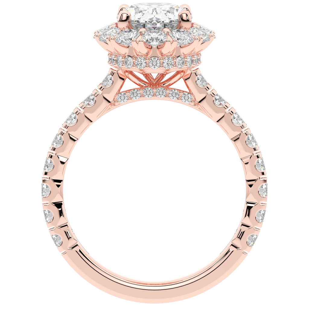 3.40CT.TW OVAL LAB DIAMOND HALO ENGAGEMENT RING - Nazarelle