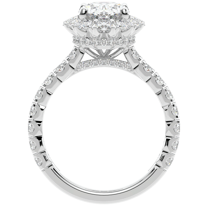 3.40CT.TW OVAL LAB DIAMOND HALO ENGAGEMENT RING - Nazarelle