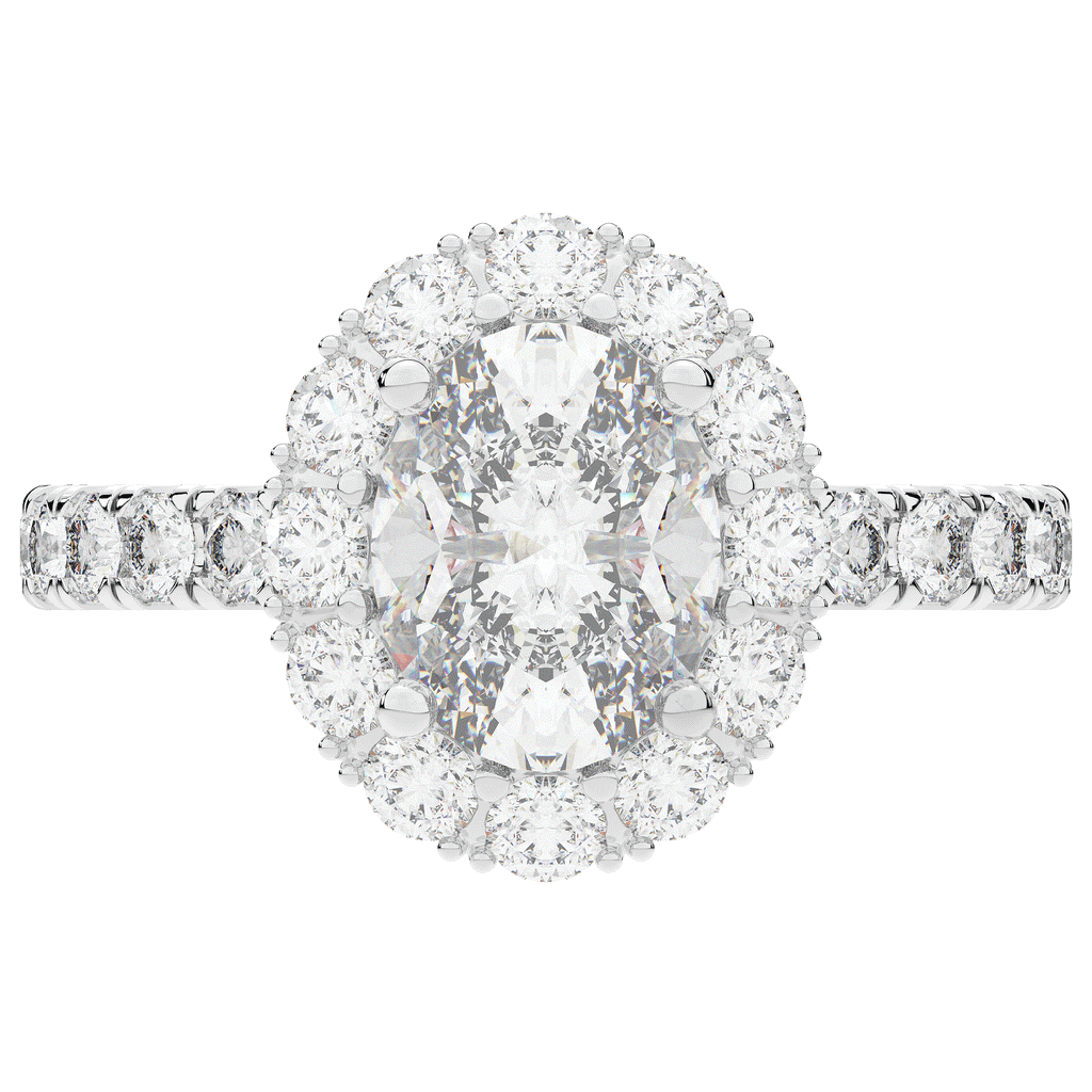 3.40CT.TW OVAL LAB DIAMOND HALO ENGAGEMENT RING - Nazarelle