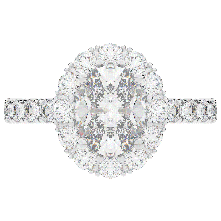 3.40CT.TW OVAL LAB DIAMOND HALO ENGAGEMENT RING - Nazarelle