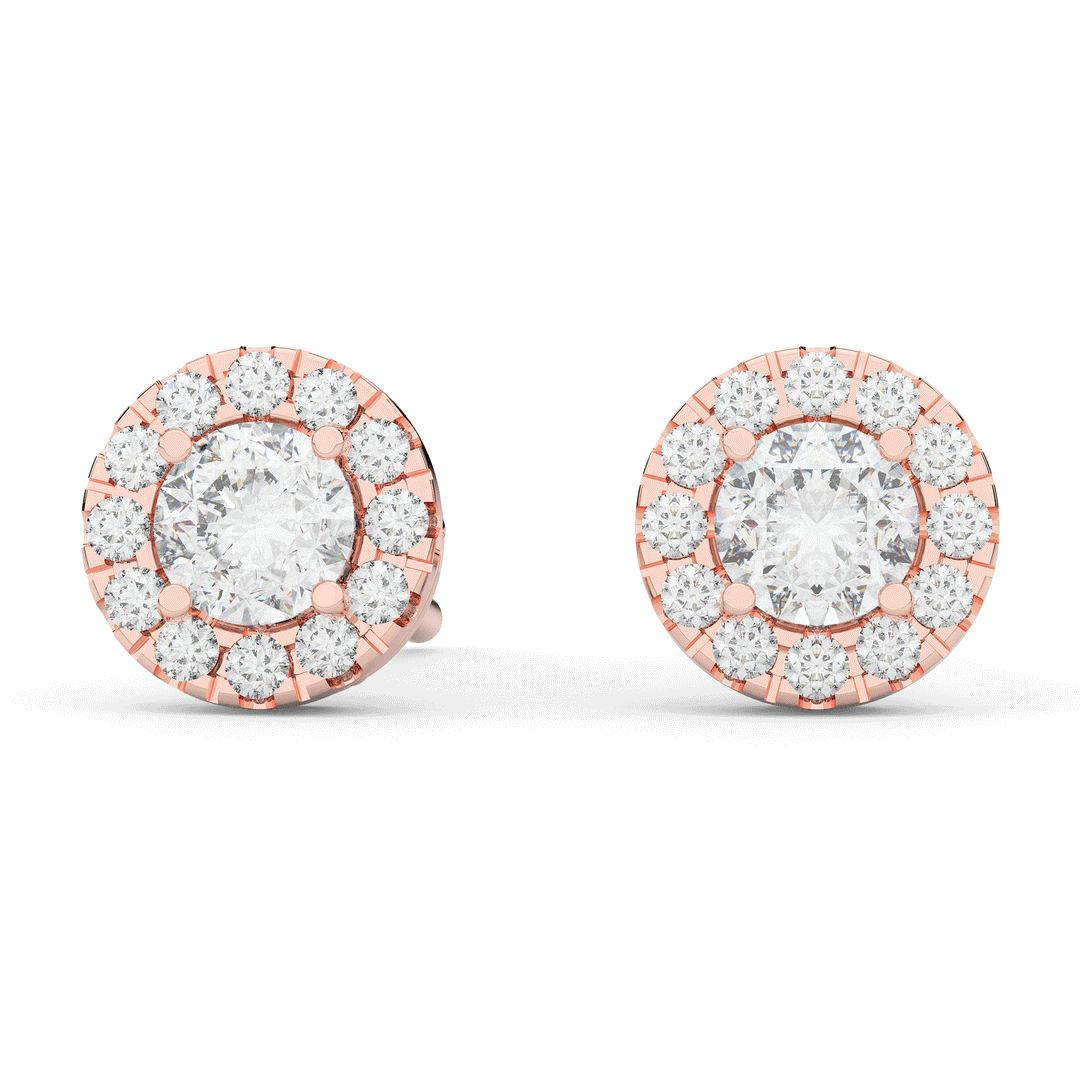 0.75CT.TW ROUND LAB DIAMOND HALO STUD EARRINGS - Nazarelle