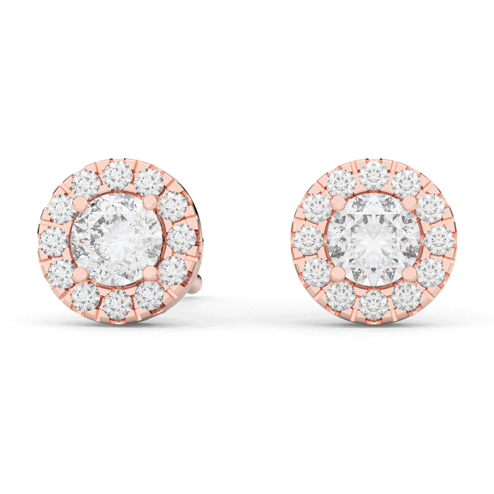 0.75CT.TW ROUND LAB DIAMOND HALO STUD EARRINGS