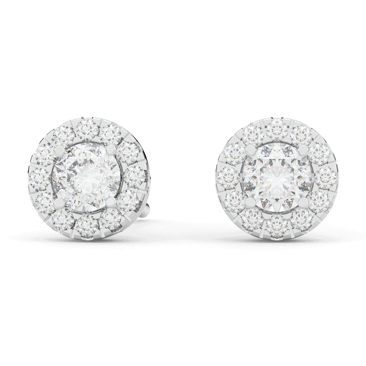 0.75CT.TW ROUND LAB DIAMOND HALO STUD EARRINGS - Nazarelle