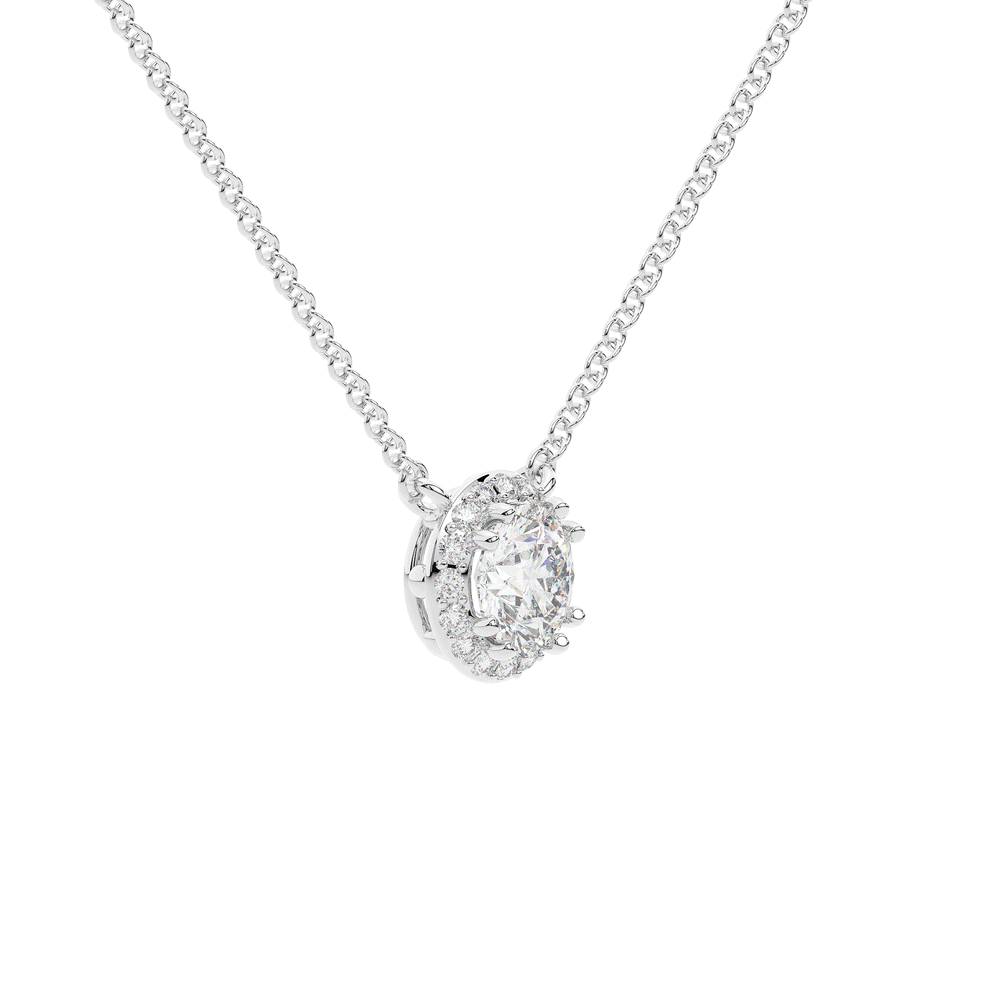 1.10CT.TW ROUND LAB DIAMOND HALO PENDANT - Nazarelle