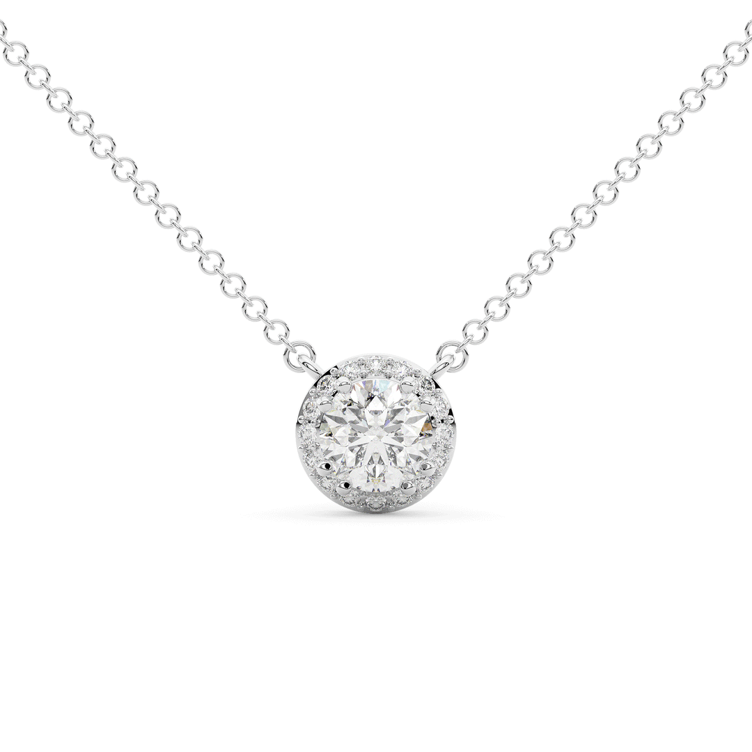 1.10CT.TW ROUND LAB DIAMOND HALO PENDANT - Nazarelle