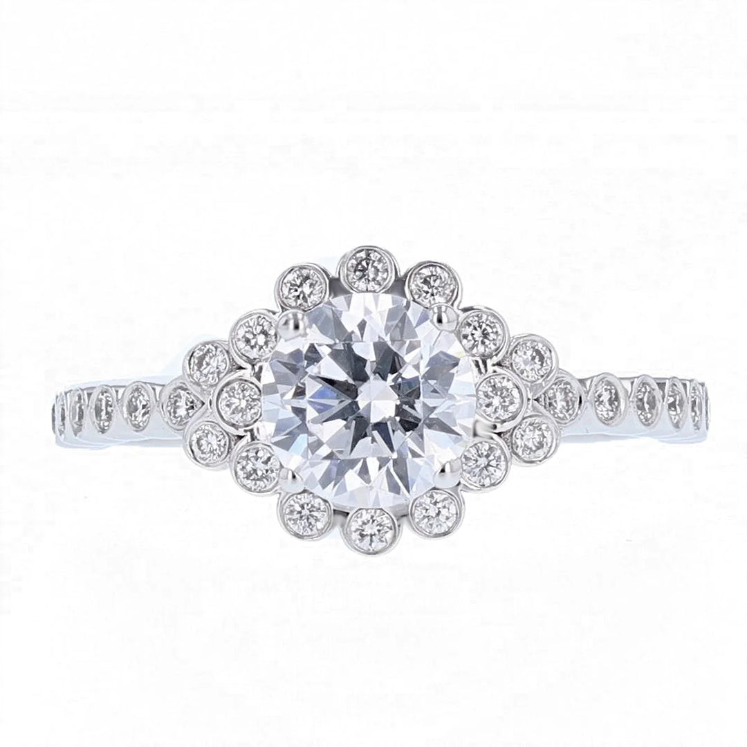 1 Carat Lab Grown Round Diamond Engagement Ring