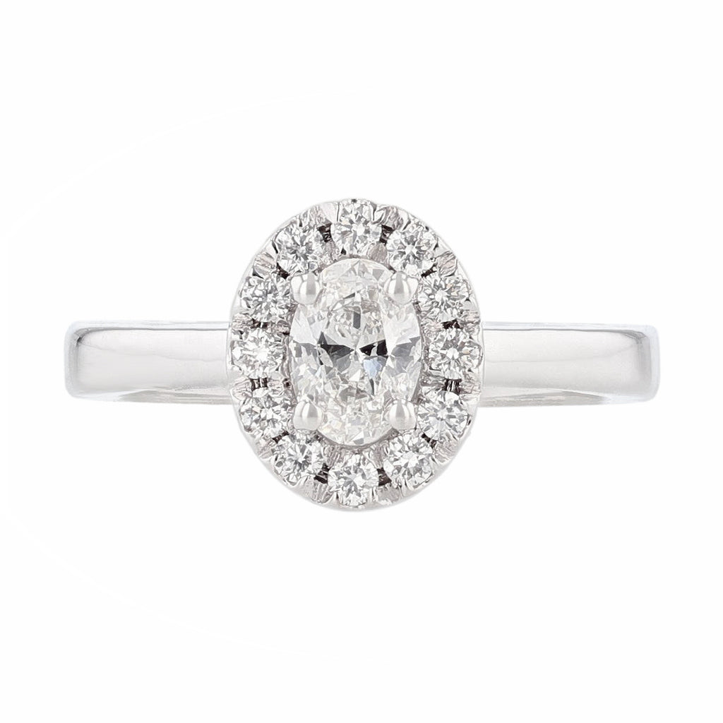14K White Gold Oval Diamond Engagement Ring - Nazarelle