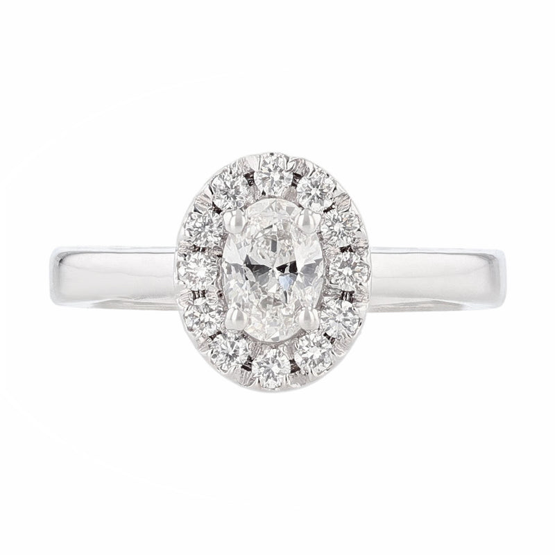 14K White Gold Oval Diamond Engagement Ring - Nazarelle