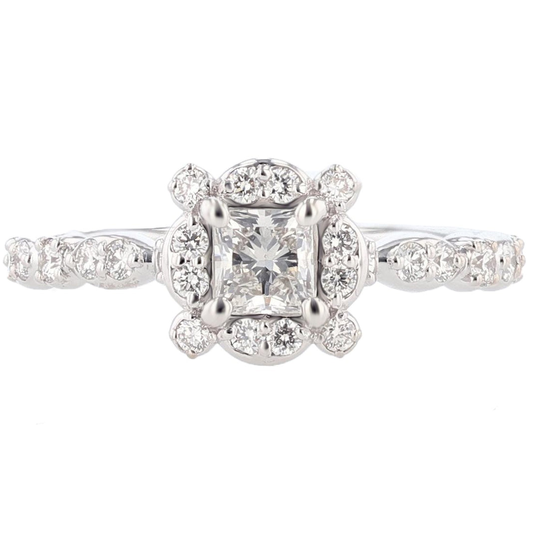 14K White Gold Princess Cut Diamond Engagement Ring - Nazarelle