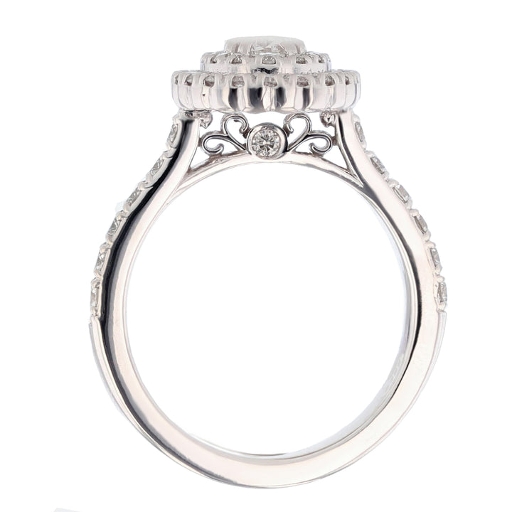 14K White Gold Oval Diamond Double Halo Engagement Ring - Nazarelle