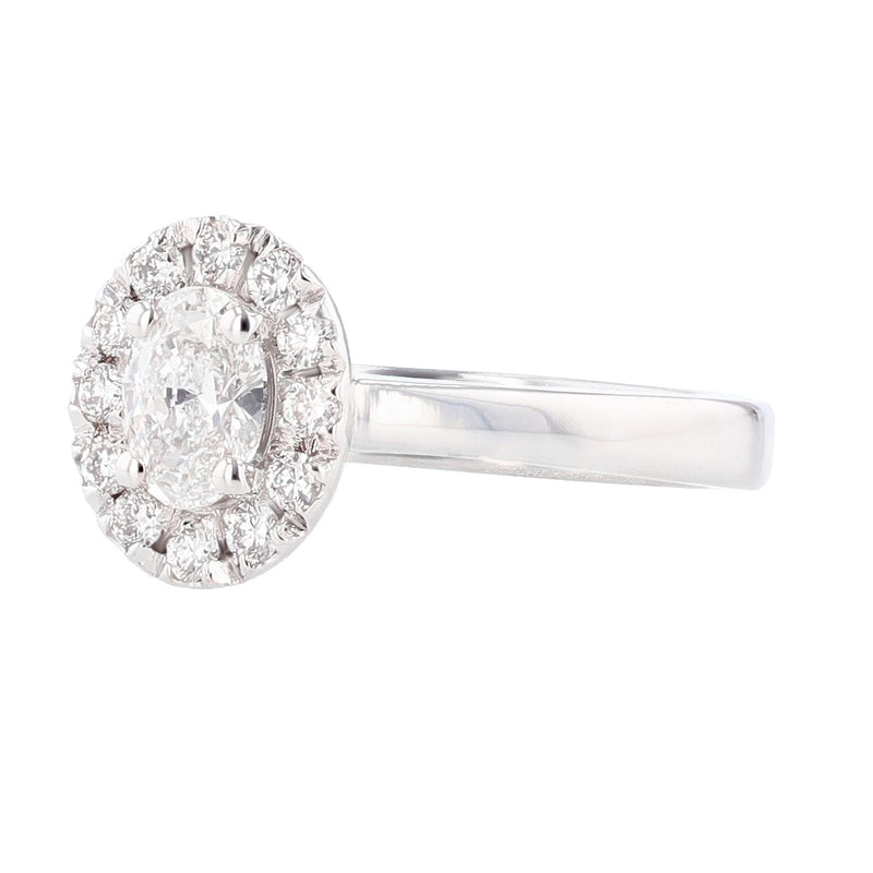 14K White Gold Oval Diamond Engagement Ring - Nazarelle