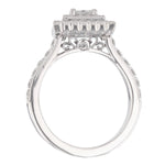 14K White Gold Princess Cut Diamond Double Halo Engagement Ring - Nazarelle