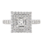 14K White Gold Princess Cut Diamond Double Halo Engagement Ring - Nazarelle