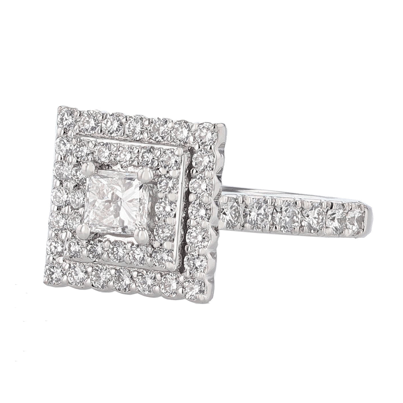 Kings of Diamonds | Micro Set Double Halo and Shoulders Princess cut  Diamond Engagement Ring