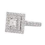 14K White Gold Princess Cut Diamond Double Halo Engagement Ring - Nazarelle