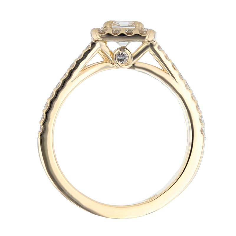 14K Yellow Gold Emerald Cut Diamond Engagement Ring - Nazarelle