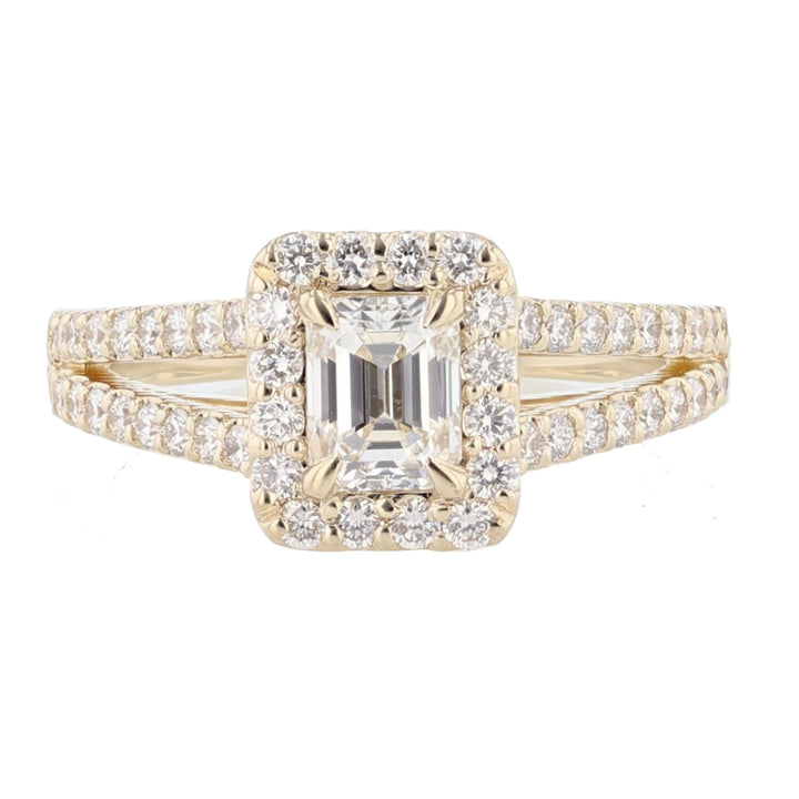 14K Yellow Gold Emerald Cut Diamond Engagement Ring - Nazarelle
