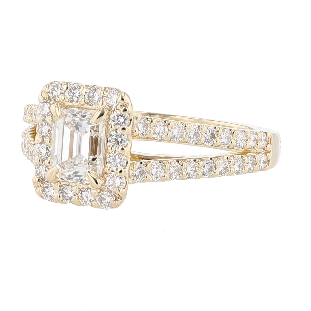 14K Yellow Gold Emerald Cut Diamond Engagement Ring - Nazarelle