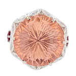 14K White and Rose Gold 23.40Ct Morganite, Diamond, and Ruby Ring - Nazarelle