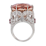 14K White and Rose Gold 23.40Ct Morganite, Diamond, and Ruby Ring - Nazarelle