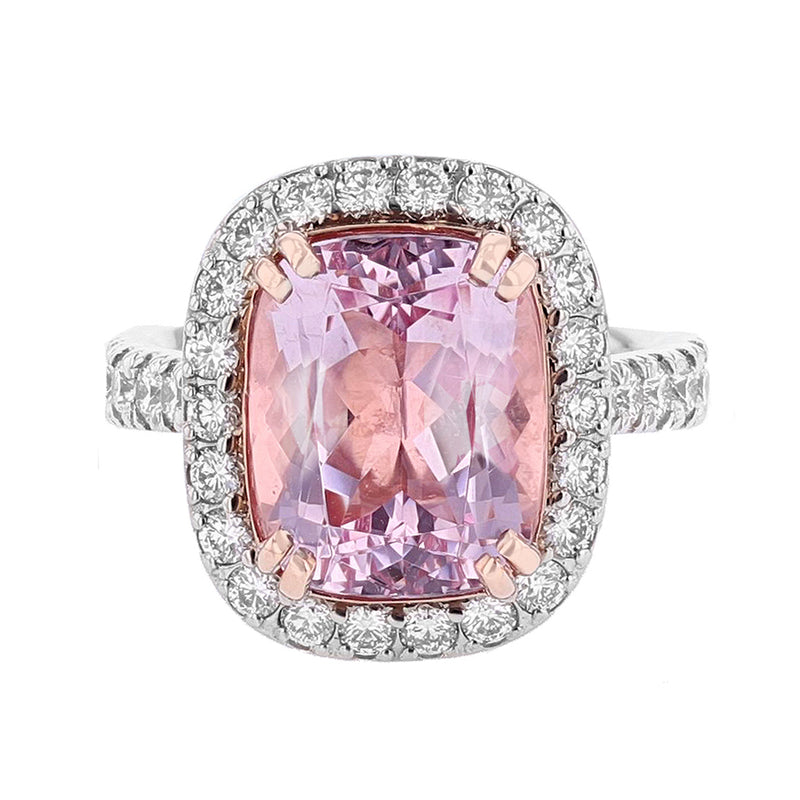 14K Rose Gold Cushion Morganite and Diamond Ring - Nazarelle