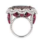 14K White Gold 11.11 Carat Australian Black Opal, Diamond, and Ruby Ring - Nazarelle