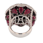 14K White Gold 11.11 Carat Australian Black Opal, Diamond, and Ruby Ring - Nazarelle