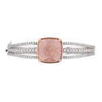 14K White and Rose Gold Cushion Morganite and Diamond Bangle - Nazarelle