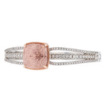 14K White and Rose Gold Cushion Morganite and Diamond Bangle - Nazarelle
