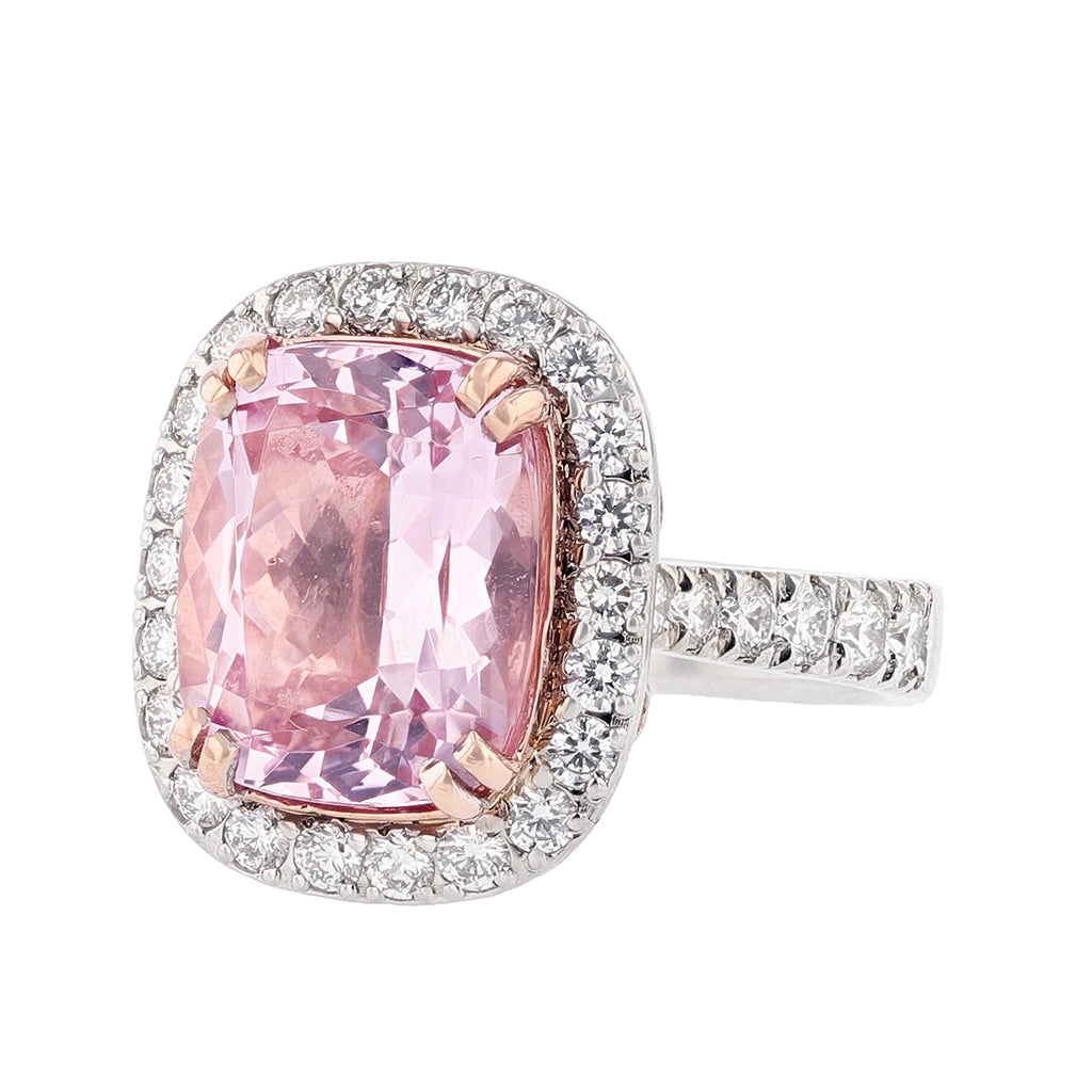 14K Rose Gold Cushion Morganite and Diamond Ring - Nazarelle