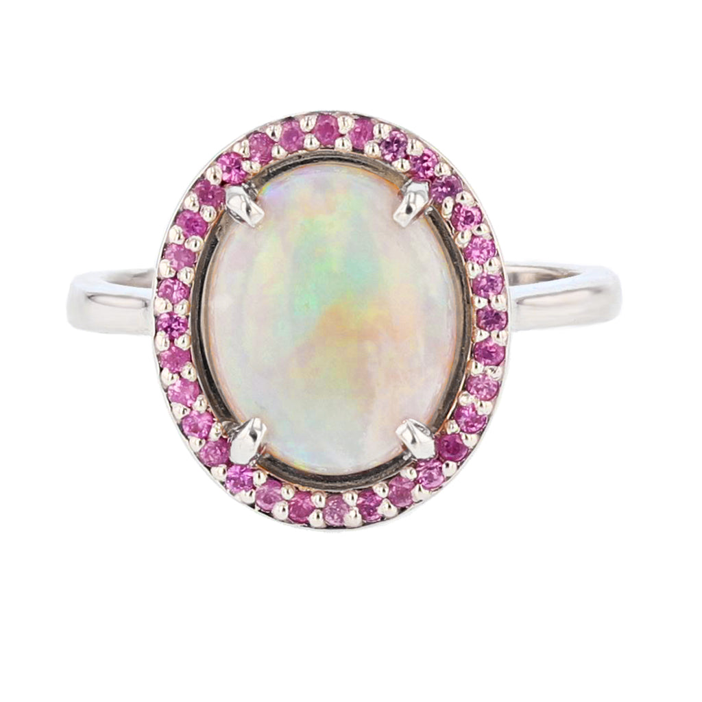 White Opal and Pink Sapphire Ring - Nazarelle