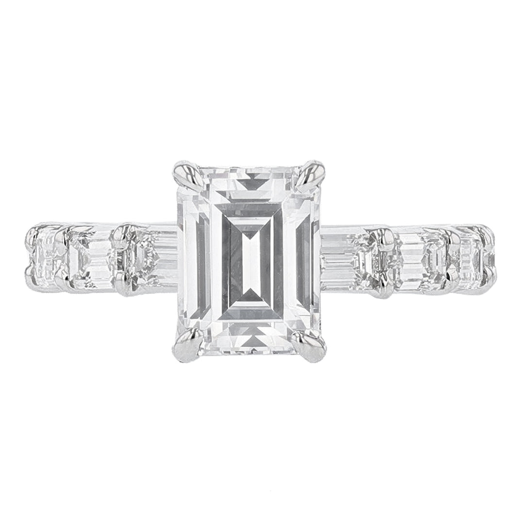 Emerald Cut Accented Pave’ Halo Diamond Ring - Nazarelle