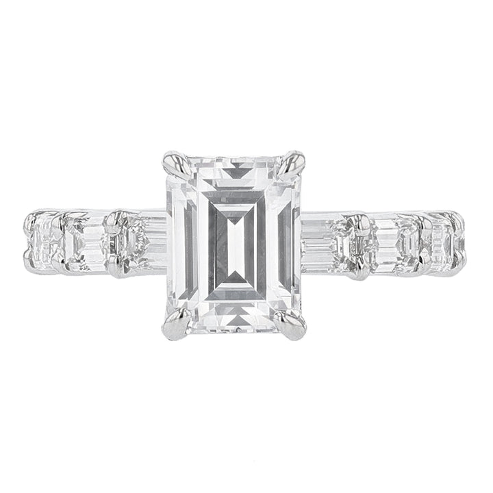 Emerald Cut Accented Pave’ Halo Diamond Ring - Nazarelle