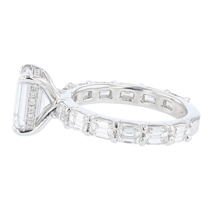 14K White Gold Emerald Cut Diamond Engagement Ring - Nazarelle