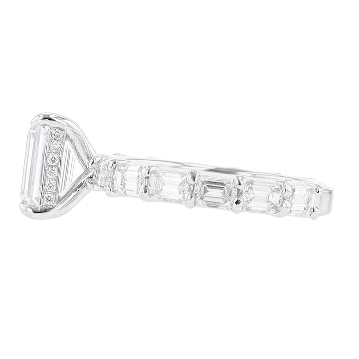 14K White Gold Emerald Cut Diamond Engagement Ring - Nazarelle