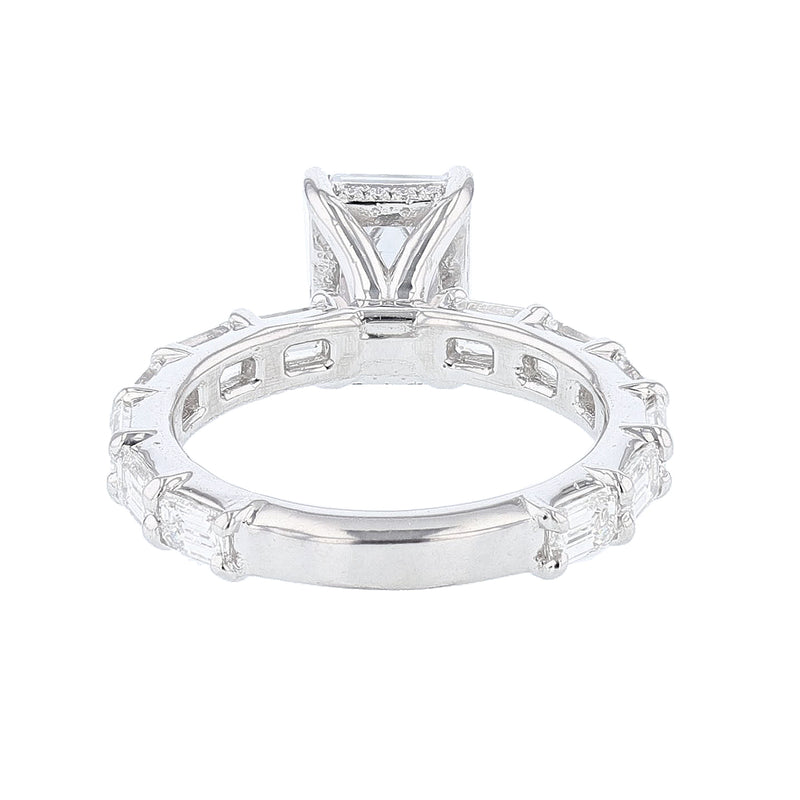 14K White Gold Emerald Cut Diamond Engagement Ring - Nazarelle
